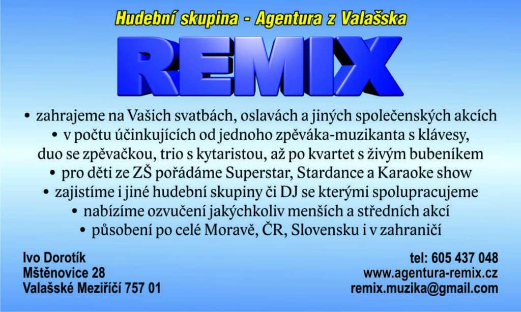 Vizitka REMIX - Hudební skupina a Agentura z Valašska